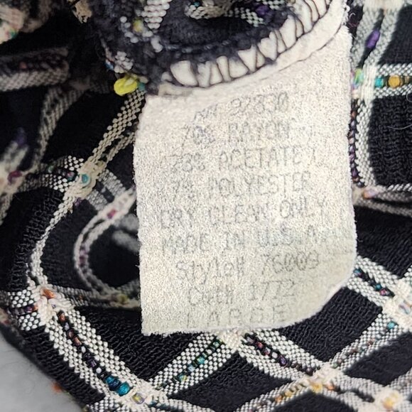 Vintage Addiction Button Up Blouse Women's Large Black Plaid Long Sleeve Top - Picture 9 of 11